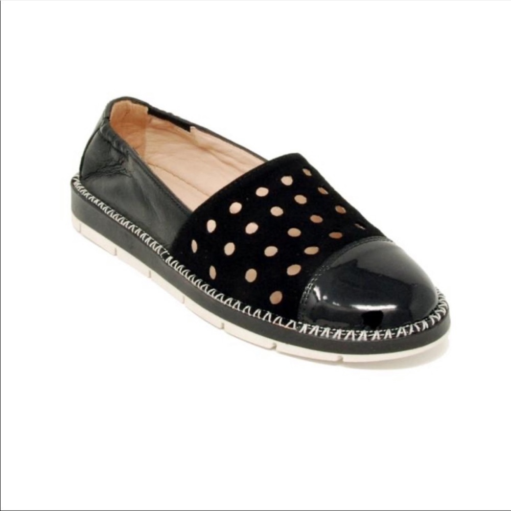 Hispanitas Shoes Maiko Black Leather Suede Loafer Flats Slip On 7.5 EuroSummer
